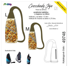 MOB B - Panel k ušití - Crossbody Jája  M/L- střih Stilla Art (Marcela Bednářová) - malované květy fotonávod v popisu produktu