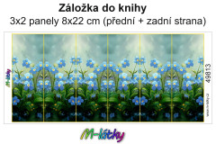 MOB Panel k ušití - záložka do knihy (3x2 ks panelů o rozměru 8x22 cm) - pomněnky kočárkovina