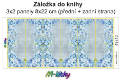 MOB Panel k ušití - záložka do knihy (3x2 ks panelů o rozměru 8x22 cm) - pomněnky kočárkovina