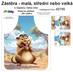 MOB Panel k ušití  - Zástěra - kapybara malá, střední nebo velká - s kapsou nebo bez  - výběr z variant a materiálů