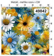 MOB Metráž luční květy s plástvemi náš tisk na objednávku – výběr z materiálů
