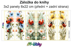 MOB Panel k ušití - záložka do knihy (3x2 ks panelů o rozměru 8x22 cm) - berušky kočárkovina