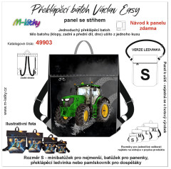MOB Panel se střihem - batoh Václav Easy - zelený traktor fotonávod v popisu produktu - výběr z rozměrů