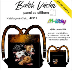 MOB Panel se střihem -  Překlápěcí batoh Václav Classic - Americký stafordširský teriér návod k panelu zdarma - více v popisu produktu
