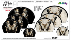 MOB Panel k ušití -  Kosmetická taštička Mia  - S,M, L, XL - jednotlivě nebo v setech - motýl (jedna strana taštičky tmavá, druhá světlá) Návod zdarma – tisk na objednávku – výběr z variant