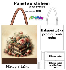 OB Panel se střihem - nákupní taška - knihy s růžemi výběr z typu a materiálu