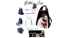 OB B Panel batoh Zuzi střih Marcela Bednářová - červení a černí motýli panel se střihem tisk na ob jednávku