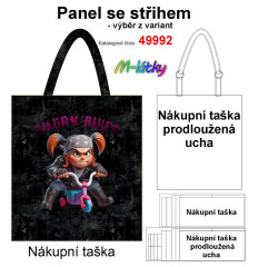 OB Panel se střihem - nákupní taška - Motorkářky - Angry biker výběr z typu a materiálu