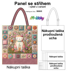 OB Panel se střihem - nákupní taška - patchwork - kočka výběr z typu a materiálu