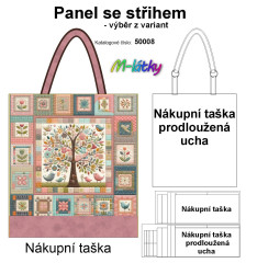 OB Panel se střihem - nákupní taška - patchwork - strom s ptáčky výběr z typu a materiálu
