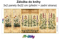 MOB Panel k ušití - záložka do knihy (3x2 ks panelů o rozměru 8x22 cm) - bylinky kočárkovina