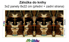 MOB Panel k ušití - záložka do knihy (3x2 ks panelů o rozměru 8x22 cm) - myš čtenářka kočárkovina