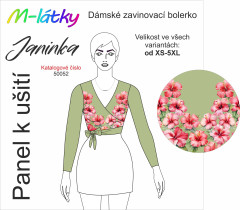 OB Panel se střihem - zavinovací bolerko Janinka - Ibišek tisk m-látky
