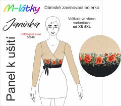OB Panel se střihem - zavinovací bolerko Janinka - Bordura s vlčími máky tisk m-látky