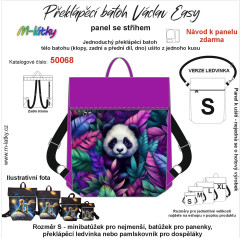 OB Panel  batoh Václav Easy - panda v barevném listí panel se střihem na objednávku