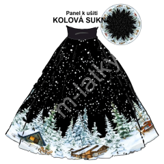 OB Panel - kolová sukně  výběr z průměru  od 60 do 145 cm - zimní domečky (27429) tisk m-látky – výběr z rozměrů a variant materiálů