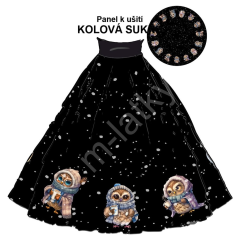 OB Panel - kolová sukně  výběr z průměru  od 60 do 145 cm - zimní sovy (28292) tisk m-látky – výběr z rozměrů a variant materiálů