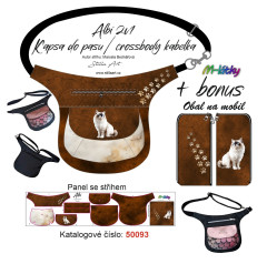 OB B - Panel k ušití - Albi 2v1 Kapsa do pasu (ledvinka - pamlskovní)/crossbody kabelka + bonus panel obal na mobil - Ragdoll fotonávod v popisu produktu