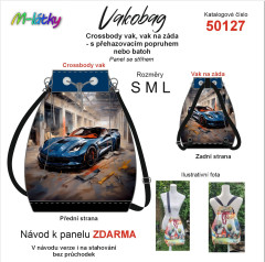 OB Panel se střihem - Vakobag (crossbody vak nebo vak na záda) -  modré auto s průchodkami nebo stahovací verze - fotonávod v popisu produktu - výběr z rozměrů