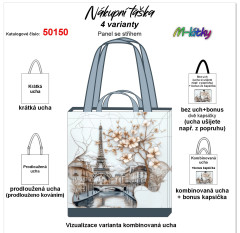 MOB Panel se střihem - nákupní taška - Eiffel - jaro v Paříži výběr z typu a materiálu