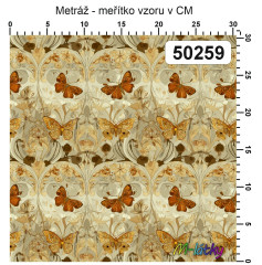 OB Vzor -  Kolekce nostalgické květy  s motýli a můrami výběr z variant materiálu - vlastní tisk na objednávku