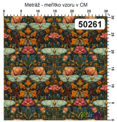 OB Vzor -  Kolekce nostalgické květy  s motýli a můrami výběr z variant materiálu - vlastní tisk na objednávku