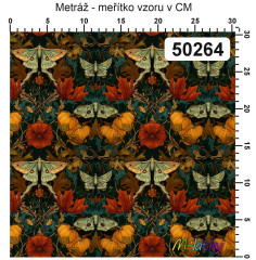 OB Vzor -  Kolekce nostalgické květy  s motýli a můrami výběr z variant materiálu - vlastní tisk na objednávku