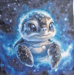 Panel cca 29x29 cm - želva bavlněný popelín - náš reaktivní tisk