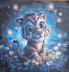 Panel cca 29x29 cm - tygr bavlněný popelín - náš reaktivní tisk
