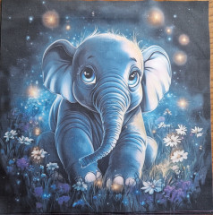 Panel cca 29x29 cm - slon bavlněný popelín - náš reaktivní tisk