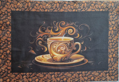Panel k ušití prostírání cca 35x45 cm káva bavlněný popelín - náš reaktivní tisk