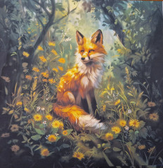Panel cca 44x44 cm - liška bavlněný popelín - náš reaktivní tisk