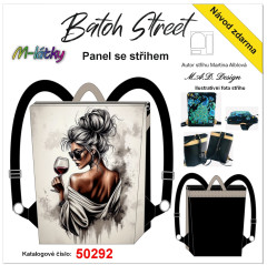 MOB D - Panel k ušití - Batoh Street - střih Martina Alblová - dáma s vínem fotonávod v popisu produktu