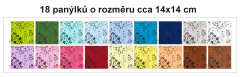 OB Set 18ti panelů o rozměru cca 14x14 cm  (barevnice - vzorník) - kolekce větvičky Digitální tisk m-látky - výběr z variant