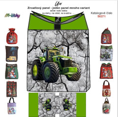 OB Zrcadlový Uni - dárkový, obědový, svačinový sáček nebo taška - zelený traktor
