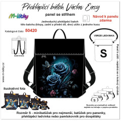 MOB Panel  batoh Václav Easy - modré gothic růže panel se střihem na objednávku