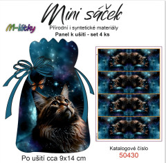 OB Panel k ušití - mini sáček - (4 ks panelů o rozměru cca 11x30 cm) - mainská mývalí kočka