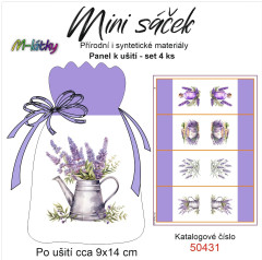 OB Panel k ušití - mini sáček - (4 ks panelů o rozměru cca 11x30 cm) - levandule mix