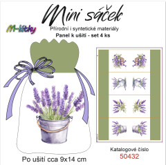 OB Panel k ušití - mini sáček - (4 ks panelů o rozměru cca 11x30 cm) - levandule mix