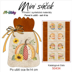 OB Panel k ušití - mini sáček - (4 ks panelů o rozměru cca 11x30 cm) - patchworkové dýně mix