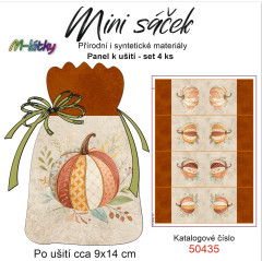 OB Panel k ušití - mini sáček - (4 ks panelů o rozměru cca 11x30 cm) - patchworkové dýně mix