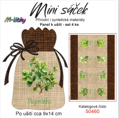 OB Panel k ušití - mini sáček - (4 ks panelů o rozměru cca 11x30 cm) - bylinky mix - majoránka, oregano, petržel, máta