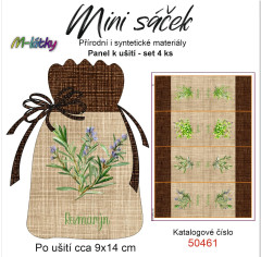 OB Panel k ušití - mini sáček - (4 ks panelů o rozměru cca 11x30 cm) - bylinky mix - rozmarýn, šalvěj, tymián, estragon