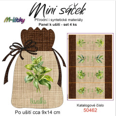 OB Panel k ušití - mini sáček - (4 ks panelů o rozměru cca 11x30 cm) - bylinky mix - bazalka, koriandr, bobkový list, kopr