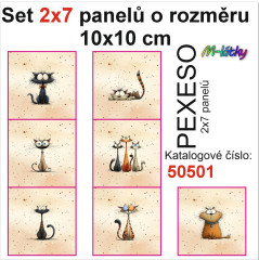 OB Set 14ti panelů o rozměru 10x10 cm (PEXESO 2x7 obrázků) - rozmrzelé kočky Náš tisk na objednávku