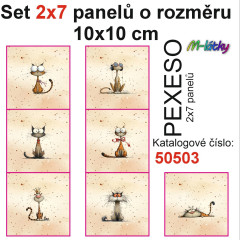 OB Set 14ti panelů o rozměru 10x10 cm (PEXESO 2x7 obrázků) - rozmrzelé kočky Náš tisk na objednávku