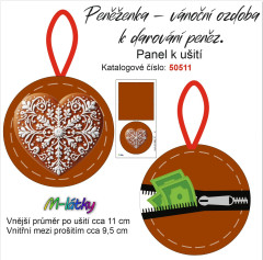 OB Panel k ušití - malá peněženka - vánoční ozdoba k darování peněz perníček