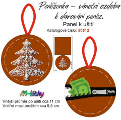 OB Panel k ušití - malá peněženka - vánoční ozdoba k darování peněz perníček