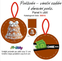 OB Panel k ušití - malá peněženka - vánoční ozdoba k darování peněz perníček
