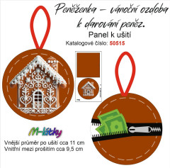 OB Panel k ušití - malá peněženka - vánoční ozdoba k darování peněz perníček